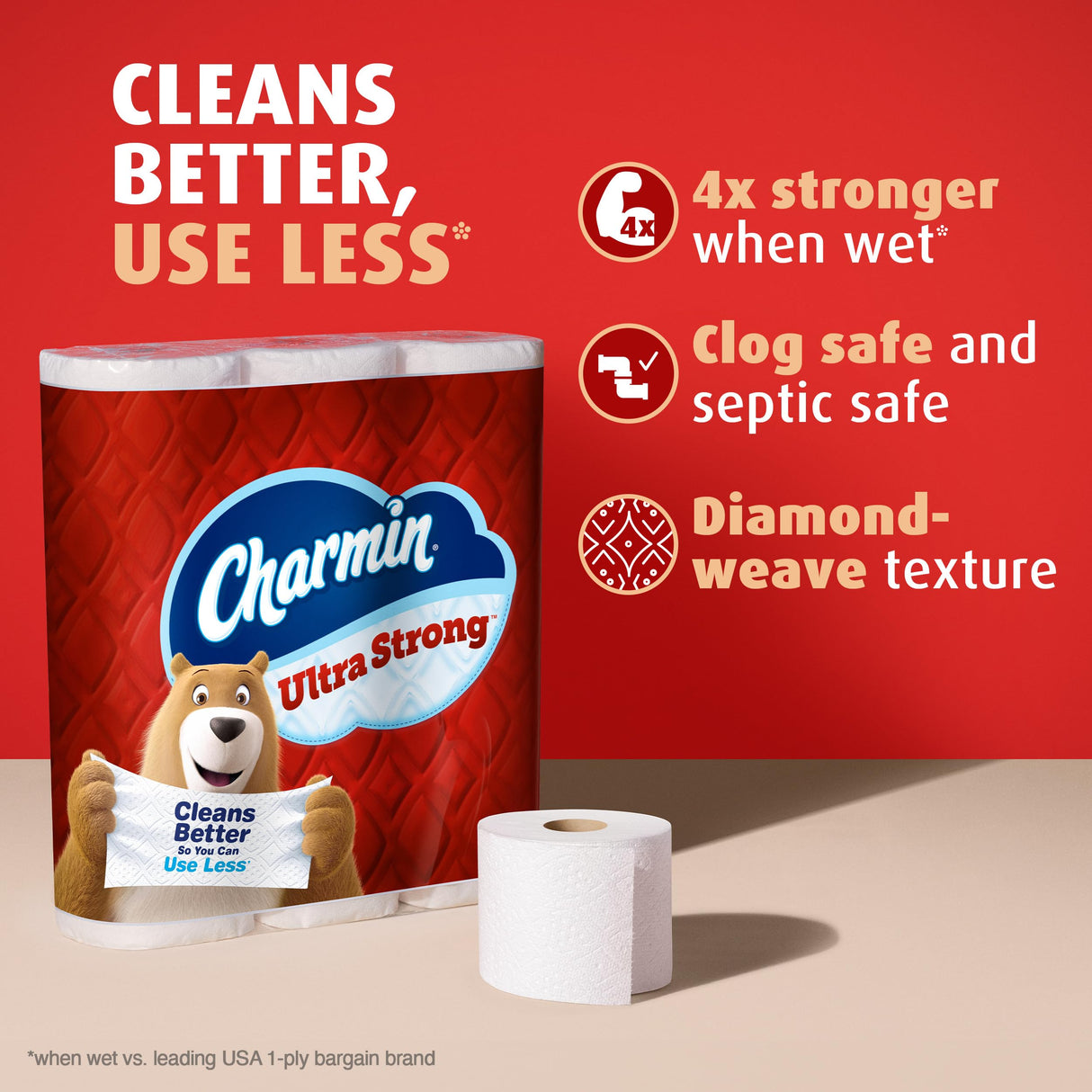 Charmin Ultra Strong Toilet Paper, 18 Mega XL Rolls = 108 Regular Rolls