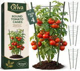 Oriva 4 Pack Round Tomato Cages for Garden,18 inches Small Metal Tomato Cages with Adjustable Rings,Tomato Trellis and Plant Support for Raised Garden Beds, Pots and Climbing Vegetables