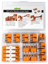 WAGO 221 Lever Nuts 28pc Compact Splicing Wire Connector Assortment with Case | Includes 221-2401, 221-412, 221-413, 221-415