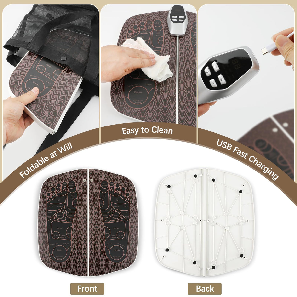 Foot Massager Mat for Neuropathy,EMS Foot Massager for Circulation and Pain Relief, Foldable Feet and Calves Massage Machine with 8 Modes and 32 Intensity Levels for Muscle Relaxation,FSA HSA Eligible