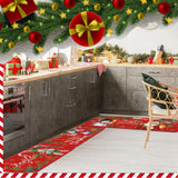 Drydiet 3 Pcs Christmas Kitchen Rugs and Mats Set Xmas Winter Farmhouse Non Slip Rugs Christmas Snowman Candy Holly Berries Floor Mats for Kitchen Home Hallway Holiday Decor, 17 x 29 and 17 x 47 Inch