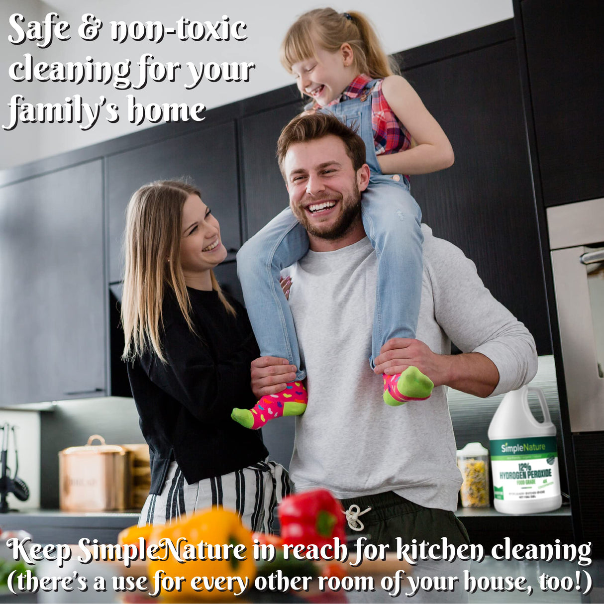 SimpleNature 12% Food Grade Hydrogen Peroxide Solution - 2 Gallons - Natural Multipurpose Cleaner - Made in USA - Ideal for Commercial, Residential, Kitchen, Bath, Laundry, and More
