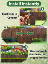 9.6ft L x 3.9in H Landscape Edging - 2 Pack Anti-Corrosive Wood Flower Bed Edging Borders, Garden Edging for Yard Path Lawn Decorative Tree Fence