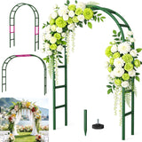 Fecita Thickened Rustproof Garden Arch Metal Trellis for Climbing Plants Outdoor, Wedding Arch Garden Arbor Frame Archway 4.9 x8.1 or 7.9 x6.7Ft Flower Arches for Bridal Party Decoration (Green)