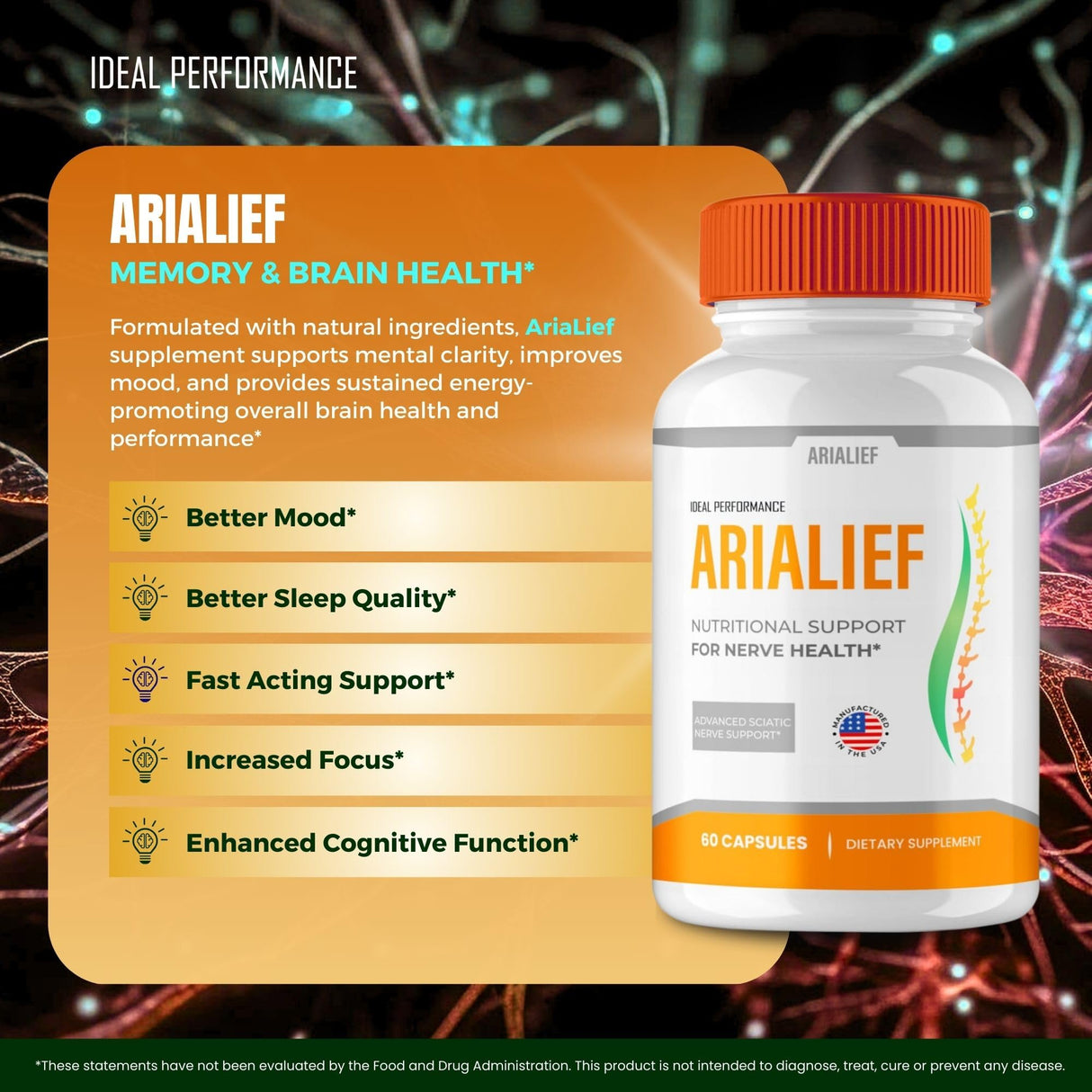 Arialief Capsules for Neuropathy, Arialief for Neuropathy, Arialief primepalm for Neuropathy & Sciatica, Arialief Primepalm Supplement Pills, Arialief Vitamin Reviews (2 Pack)