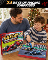 Racing Cars Advent Calendar 2026 for Kids Boys,1:64 Collectible Die-Cast Set, 1:64 Scale 20 Die-Cast Cars, Multi-Team Designs, 4 Racing Track Accessories & Play Map, For Race Fans & Collectors