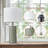 Reaketon Table Lamps for Living Room Set of 2, Ceramic Table Lamps for Bedroom, 20" Modern Lamps for Night Stands, Green
