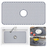Bestjing Silicone Sink Protectors for Kitchen Sink with Center Drain - 29.7"x 15.5" Kitchen Protector Accessory, Non-Slip Heat Resistan Mat for Bottom of Farmhouse Stainless Steel Porcelain (Gray)