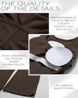 ALVORALAY Women's Flare Jumpsuit with Bra Tummy Control Workout Outfit Sleeveless Backless Bodysuit (Black, Medium)