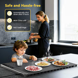 Food Warming Mat with 3-Zone Heating Mode, Redagod Electric Warming Tray with 9 Temperature & 8 Timer Settings, Hook and Roll Up Storage, Portable Countertop Food Heating Mat for Home Daily Use, Gray