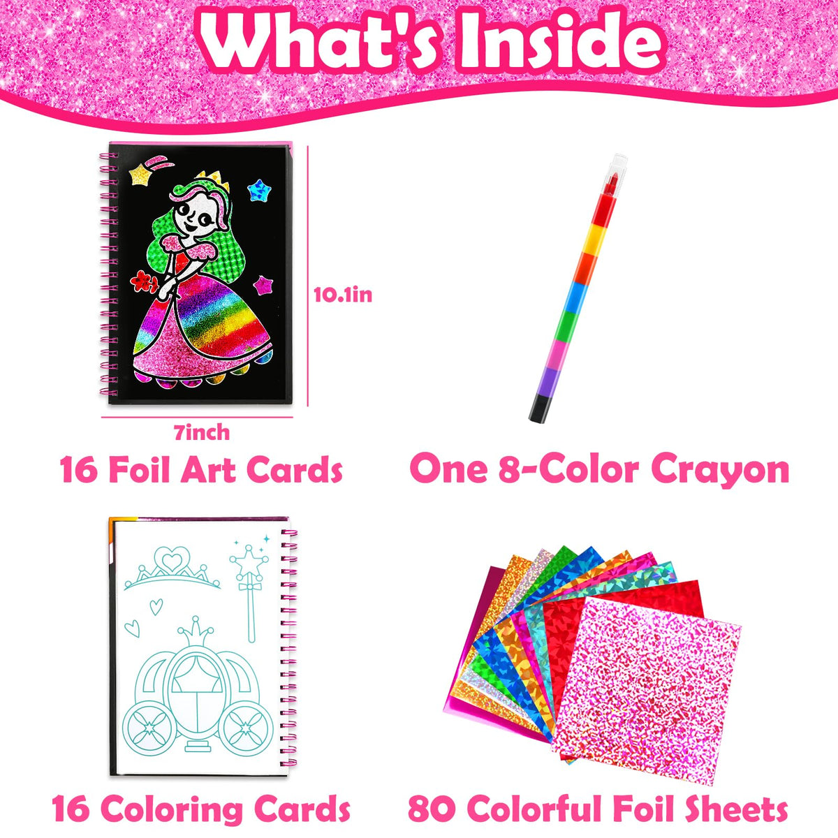 FUNNYB&G Foil Art Craft Kit for Kids, Princess Birthday Gift Toy for Girls