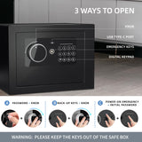 Digital Electronic Money Safe, Steel Security Lock Box with Keypad, Office Hotel Business Jewelry Gun Cash Safe, 0.23 Cubic Feet, 9.06" W x 6.69" D x 6.69" H（black）