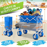 Beach Wagon with Big Wheels for Sand,400L Double Decker Wagon with Extender