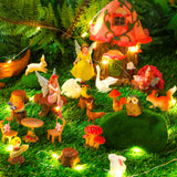 Soaoo Fairy House Garden Figurines Kit Summer Garden Decor Elves Decoration Outdoor Ornaments Animals Butterfly Fairy Mushroom Party Supplies DIY Micro Landscape Dollhouse