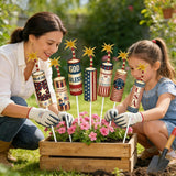 8 Pcs 4th of July Metal Firework Garden Stakes, American Flag Yard Sign, Patriotic Independence Day Memorial Day Decor for Outdoor Lawn, Yard, Garden, Walkway (Fireworks)
