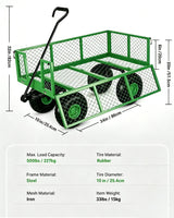 GarveeLife Heavy Duty Steel Garden Cart 500 LBS Capacity 3 in 1 Pullable Garden Wagon with 10 in Wheels for Gardening Soil, Tools, and Plant Transport