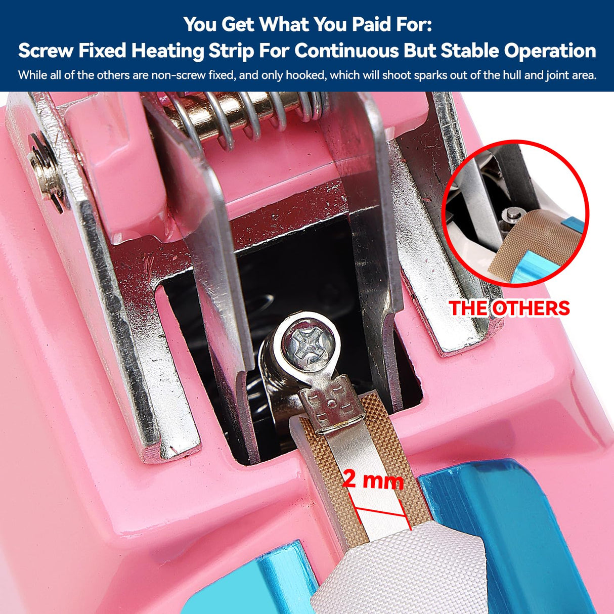 LinsnField Sealer Pro, Patented 8-inch Impulse Heat Sealer, 2-mm Sealing Width Super Heavy Duty Bag Sealing Machine with Extra 2 Replacements, 1Fuse Included, Pink
