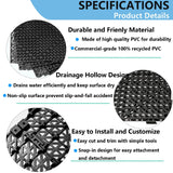 12” x 12” Drainage Interlocking Floor Tiles, 12 Pack Non-Slip Pool Deck Drain Mats for Flooring, Soft PVC Splicing Modular Cushion Mats, Rubber Floor Tiles with Holes for Shower Basement Garage Shed