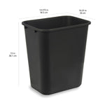Amazon Basics Rectangular Plastic Office Wastebasket,14.4"L x 10.3"W x 15"H, 7 Gallon, Easy to Clean, Black, Pack of 2