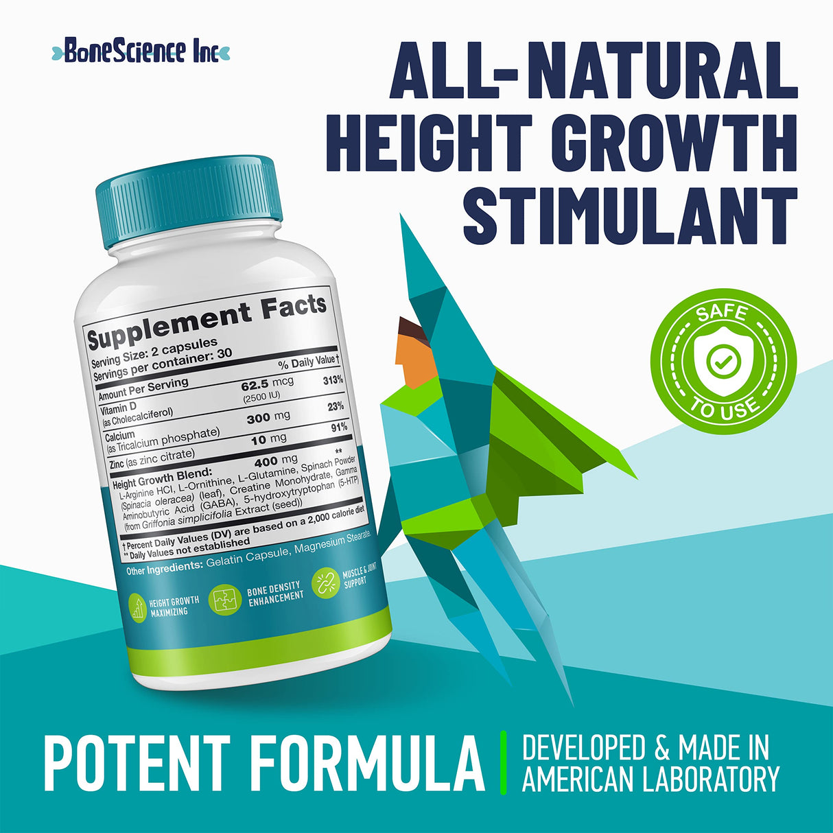 (Pack of 2) Height Growth Maximizer - Made in USA - Natural Height Increase Booster & Bone Growth Pills - Grow Taller Supplement for Adults, Teens & Kids - Vitamins for Boys & Girls to Get Taller