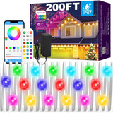 MUCCCUTE Permanent Outdoor Lights for Christmas 200ft RGB House Lights w/App & Remote Control Smart Rainbow LED IP67 Waterproof for Holidays New Year Roof Eaves Garden Décor All Year Around