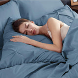 Bedsure Queen Comforter Set Mineral Blue - Bed in a Bag Queen 7 Pieces, Pintuck Bedding Sets Gift for Christmas, Pinch Pleat Bed Set with Queen Size Comforter, Sheets, Pillowcases & Shams