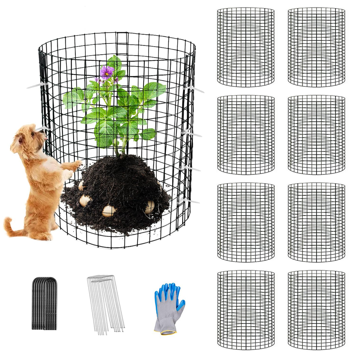 Wedmetal 30 Pcs Plant Protectors from Animals,Protect Plants from Deer 10 Sets Metal Plant Cages Animal Intrusion Barrier Wire Mesh Easy to Assemble/Store Vegetable Garden Protection 12 * 12“