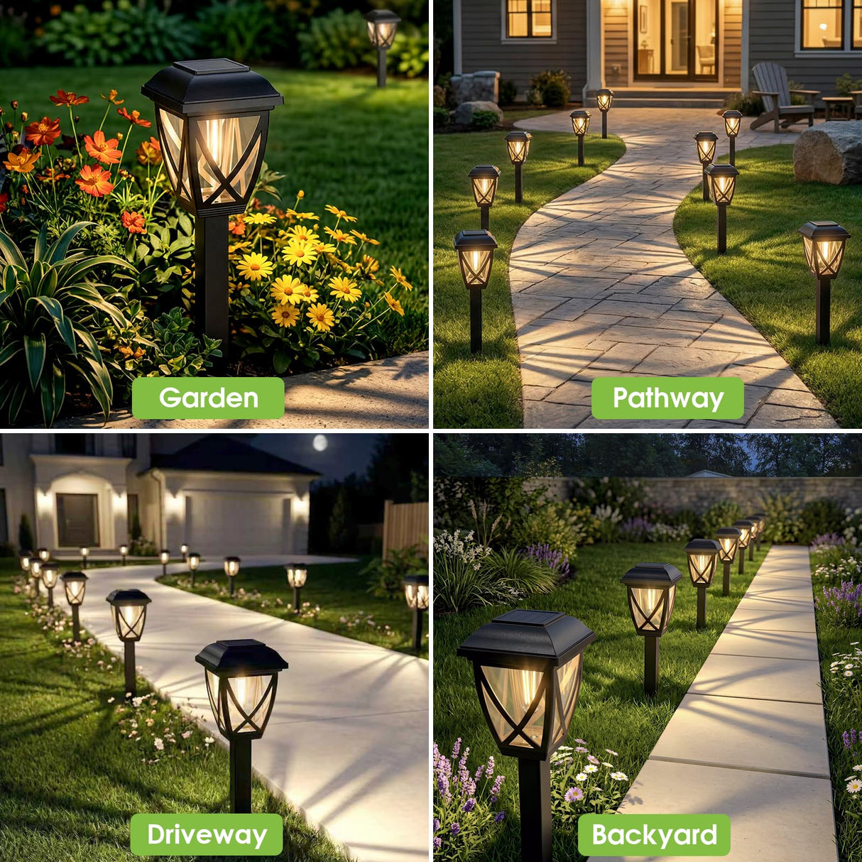 Greluna Solar Pathway Lights Outdoor 10 Pack, Auto On/Off Waterproof Solar Garden Lights, Energy Saving LED Landscape Outside Lights for Yard, Walkway, Patio & Driveway Decor