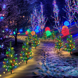 Windpnn Upgraded 4-Pack Solar Christmas Garden Stake Lights, Decorative Xmas Tree Solar Christmas Yard Stake Outdoor Waterproof Pathway Lights for Garden Patio Yard Decorations