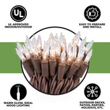612 Vermont 100 Clear Mini Christmas String Lights on Brown Wire Cord, UL Approved for Indoor/Outdoor Use, 18 Foot of Lighted Length, 20 Foot of Total Length (Pack of 2)