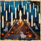 Homemory Hanging 20 Pcs Floating Candles with 2 Wand Remote and String, Flying Flameless LED Taper Candles Warm White Light, Battery Operated Window Candle for Halloween Christmas Party