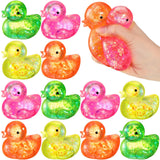 Meooeck 12 Pcs Duck Stress Relief Toys Stress Balls for Adult Mini Glitter Duck Squeeze Fun Fidget Toys Animal Balls Cute for Birthday Party Office Christmas Stocking Stuffer Gift ADHD Autism Anxiety