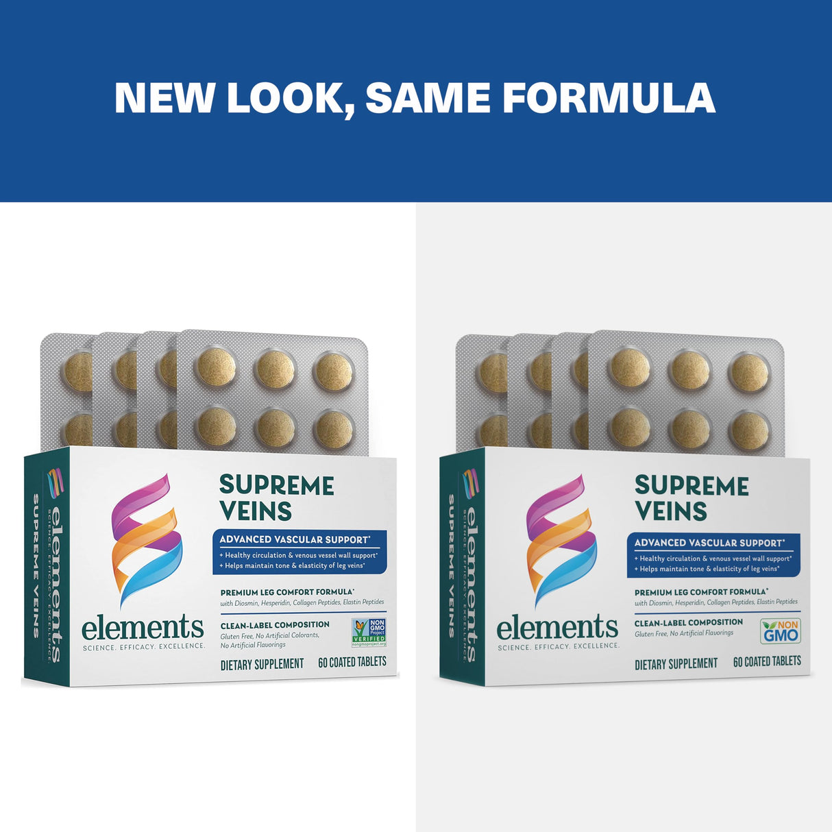 Elements Supreme Veins, 60 Tablets (30 Day Supply), Advanced Vascular Support Supplement, Supports Healthy Circulation and Elasticity in Leg Veins, Gluten Free