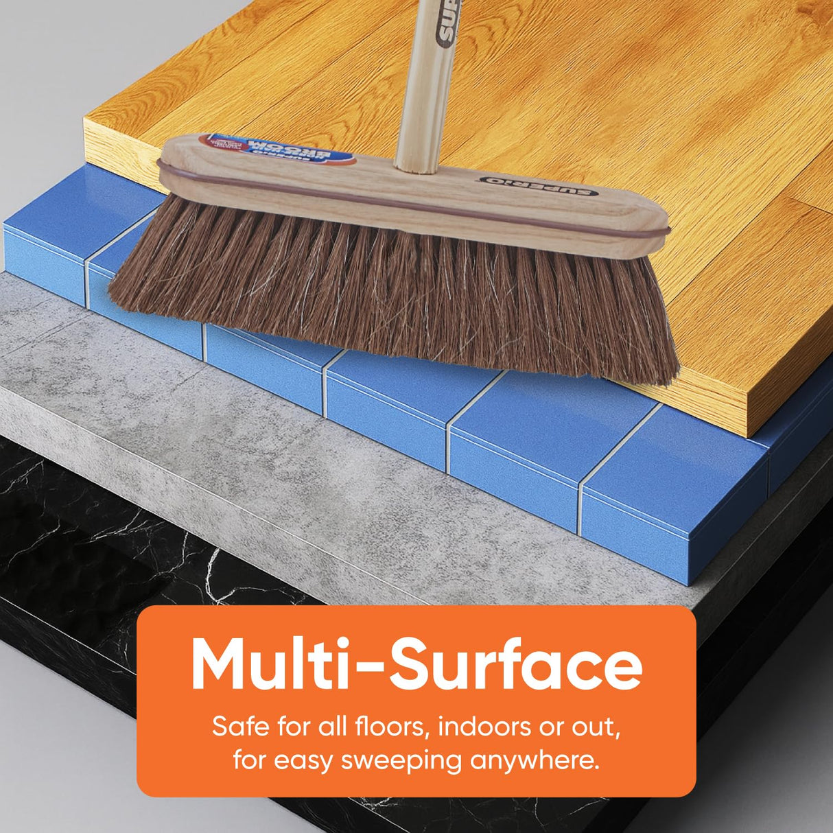Refill Head for Kitchen and Home – Heavy Duty Household Broom for Easy Sweeping Dust and Wisp Floors and Corners (Horsehair)