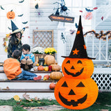 FUNPENY 3FT Halloween Collapsible Pumpkin Decorations, Pre-Lit Light Up 50 LED Pumpkin with Star Hat 8 Lighted Mode, Pop Up Jack-o-Lantern with Metal Stand for Indoor Outdoor Yard Holiday Decor