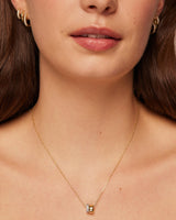 PAVOI Rondelle CZ Dainty Pendant Necklace for Women, White Gold, W