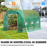 Grezone Walk-in Greenhouse Upgraded Green House with Dual Zippered Screen Doors & 6 Screen Windows Heavy Duty Plastic Plant Warm House with Reinforced Frame (10x7x7 FT)