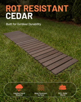 yoopin Wooden Garden Pathway Roll Out Walkway, Flexible Outdoor Wood Boardwalk for Lawn Sand Backyard, Non Slip Surface, Portable Garden Path with Rubber Connectors, 11.5FT, Brown