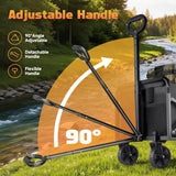 220LBS Small Collapsible Foldable Wagon Carts Portable with 2 Drink Holders