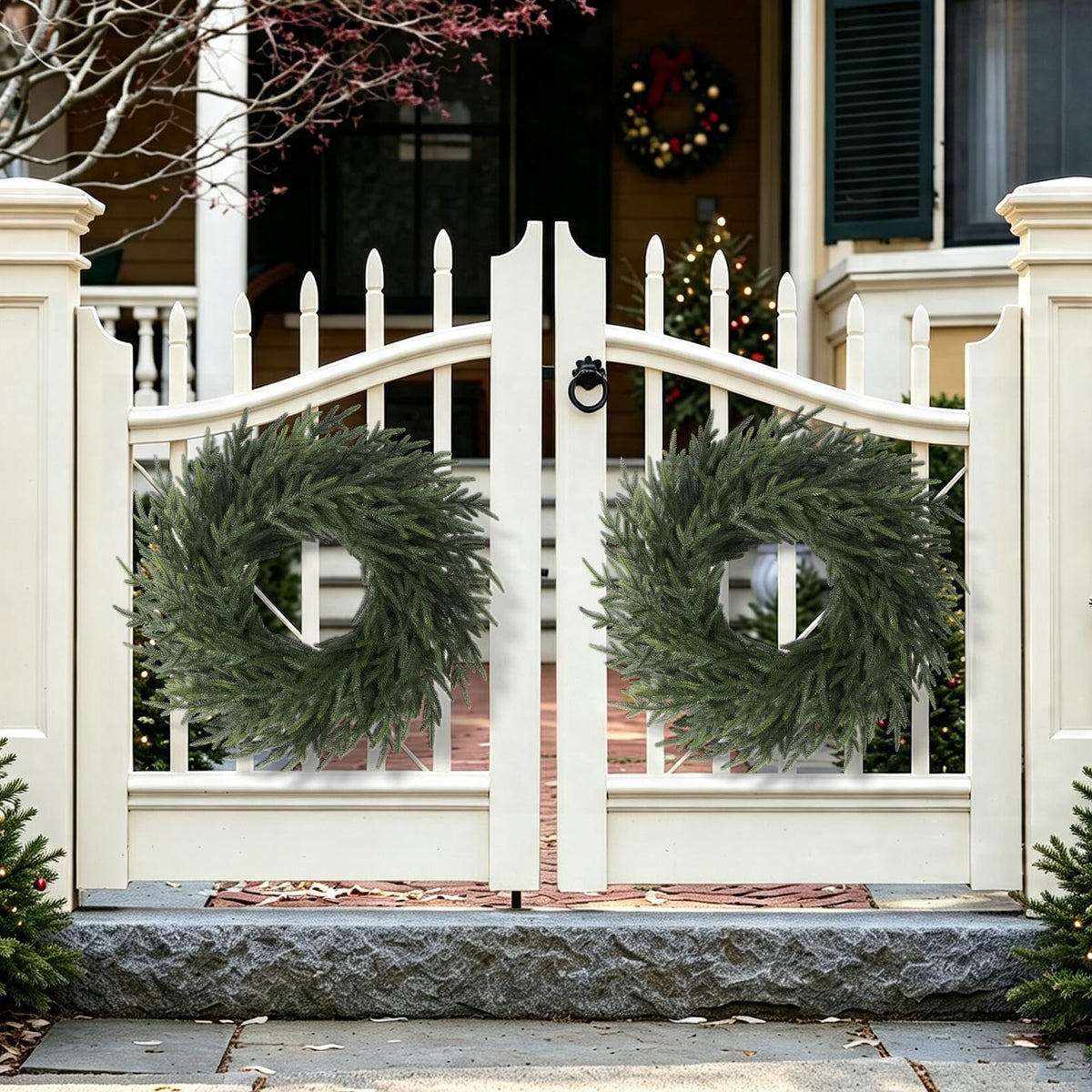 26" Christmas Norfolk Pine Wreath for Front Door (1, Wreath)