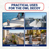 Arrigo Fake Owl Decoys to Scare Birds Away – 2pc Wind-Driven Rotating Head – Plastic Owl Statue Scarecrows – Realistic Deterrent for Critters & Squirrels - Garden, Patio, Boats, and Yard Decor