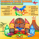 Magnetic Tiles Lava Dinosaur Toys Magnetic Blocks Building Set for Kids 3+