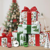 BIOBROWN Reversible Christmas Wrapping Paper - Jumbo Roll - 30 Inch X 33 Feet (82.5 sq. ft. ttl.) - Doe Floral Design Perfect for Xmas, Party, Holiday Gift Wrap