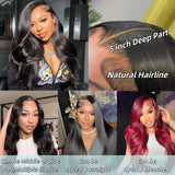 5x5 SKINLIKE 100% Real HD Lace Closure Body Wave Human Hair Closure 0.095mm Ultra-thin Invisible Swiss HD Lace Closure Pre Plucked Small Single Knots Brazilian Virgin Human Hair HD Closure 16inch