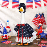 Yeyeplum 4th of July Goose Outfit Set for 23'' Plastic Lawn Porch Goose Statue Clothes Patriotic Skirt with Flag Independence Day Costume for 4th of July Outdoor Patio Yard Lawn(Star Pattern Hat)