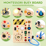 wakeInsa Montessori Busy Board,Montessori Toys for 1-3 Years Old,Baby Sensory Board,Preschool Learning Activities,Wooden Toys for Toddler,Christmas & Birthday Gift for Boys & Girls