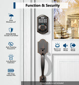 TEEHO TE002 Fingerprint Door Lock - Keyless Entry Electronic Keypad Deadbolt with 2 Backup Keys - Auto Lock - Easy Installation - Smart Locks for Front Door - Oil-Rubbed Bronze