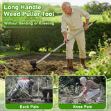 Upgraded Weed Puller Tool with Long Handle, 56" Manual Weeder Remover Tool, 2 in 1 Hand Weed Rake Garden Hoe for Gardening, Heavy Duty Uprooting Weeding Pull for Lawn, Yard, Patio Garden