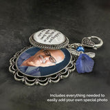 Something Blue Bouquet Charm for Wedding Memory Charm with DIY Photo Frame for Wedding Bouquet And Resizer
