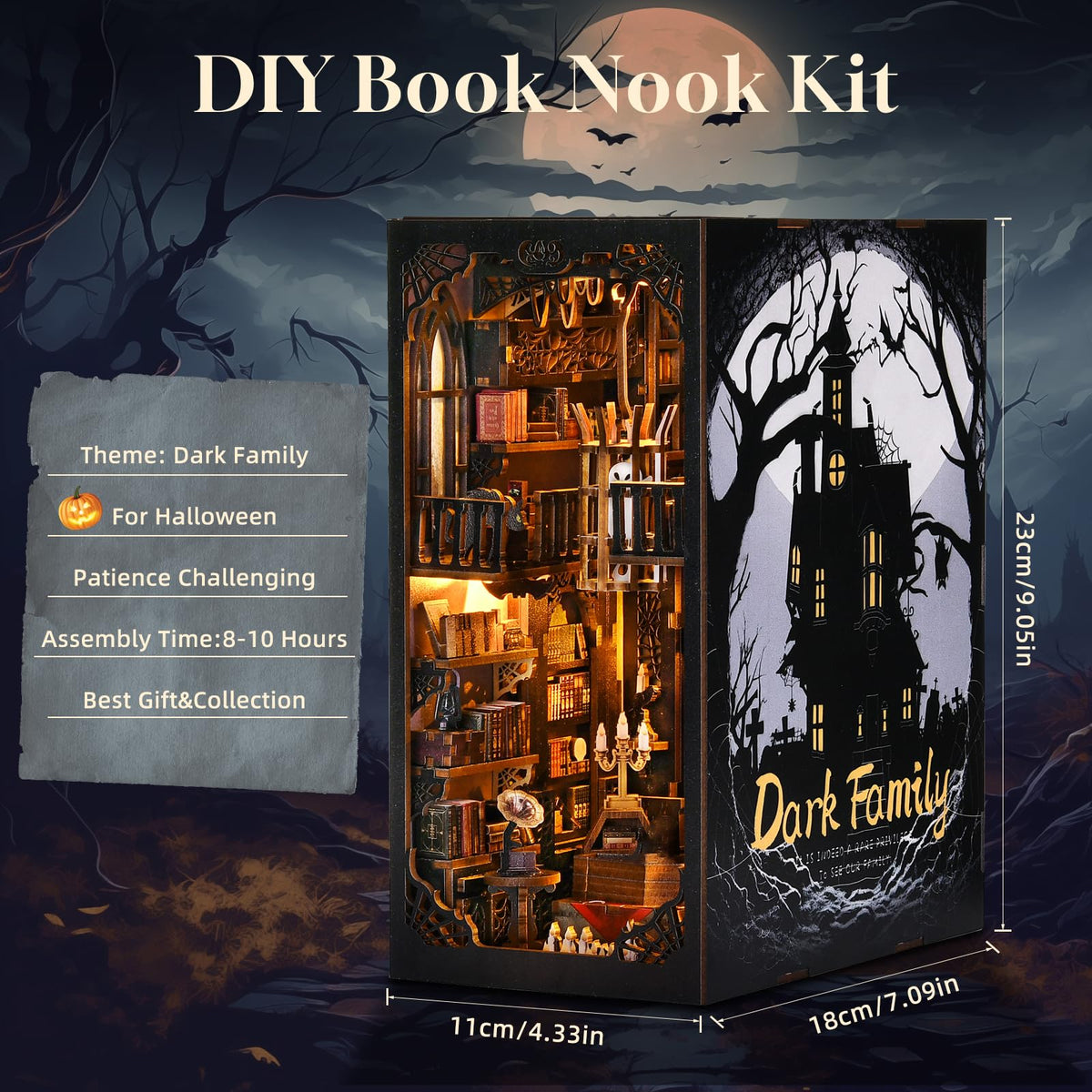 TOYQI Book Nook Kit, DIY Miniature Dollhouse Kit for Adults and Teens